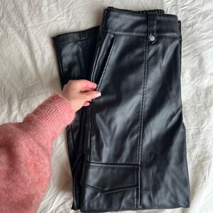 7 for all mankind Black Faux Leather cargo Pants